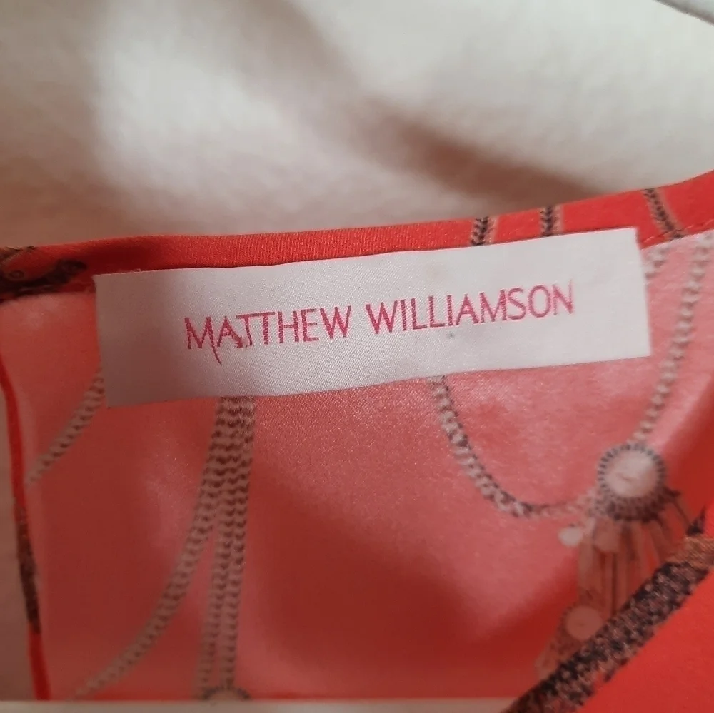 Matthew Williamson Red Silk Chandelier Print Dress 14